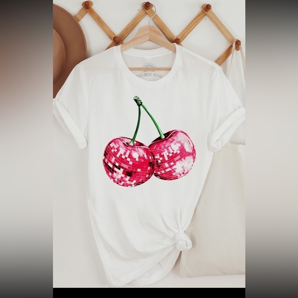 Golden Rose Company Disco Ball Cherries - Retro Oversized Tee